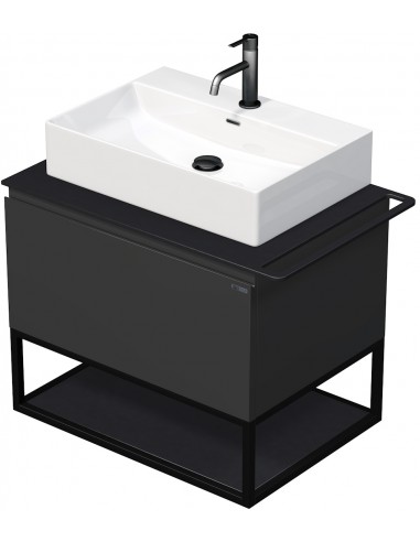 TARA Komplet badmiljø med 1 håndvask B78 cm Keramik, HPL og MDF - Sort/Mat antracit