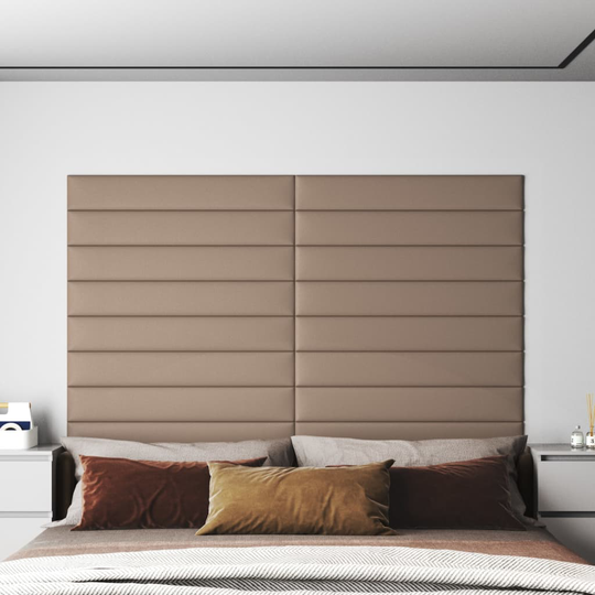 vidaXL vægpaneler 12 stk. 90x15 cm 1,62 m² kunstlæder cappuccino