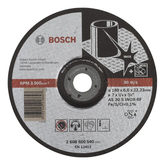 Bosch Slibeskive 180x6mm Inox - 2608600540