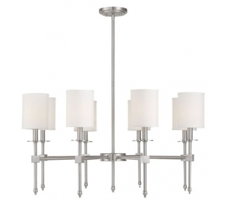 Chatham 8 Lysekrone Ø86 cm - Satineret nikkel/Hvid