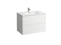 Laufen Pro S Slim håndvask og hvid vaskeskab med to skuffer - mål: H61 x B80 x D50 cm