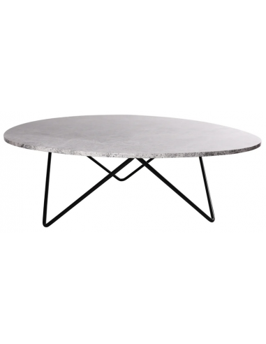 Richard sofabord i metal og marmor H40 x B121 x D100 cm - Sort/Grå marmor