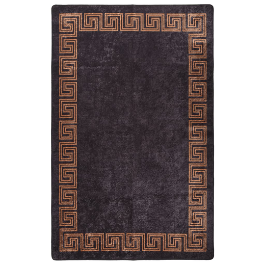 vidaXL gulvtæppe 80x150 cm skridsikkert og vaskbart sort og guld