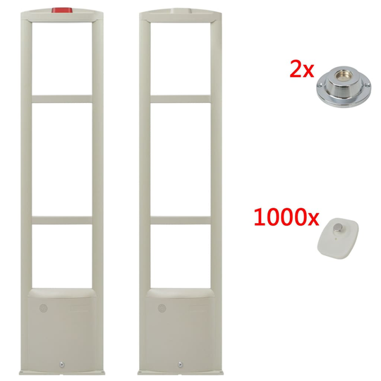 vidaXL RF-antennesystem med alarmbrikker og brikfjernere 8,2 MHz hvid
