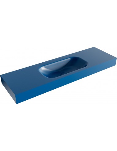 BIG SMALL væghængt håndvask 150 x 46 cm Solid surface - Jeansblå