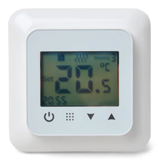 Heatcom HC60 termostat med ledningsføler og rumføler, hvid