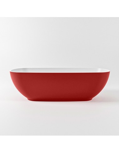 ROCK fritstående badekar 170 x 70 cm Solid surface - Talkum/Rød