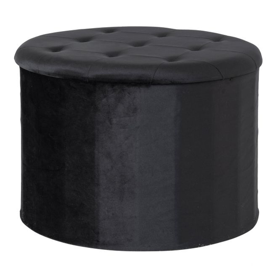 Turup puf med opbevaring i sort velour - 1504061