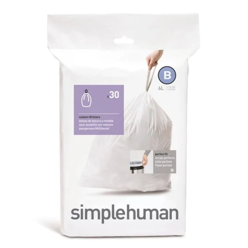 Simplehuman special tilpassede poser, 6 L, kode B, 30 stk., hvid