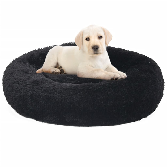 vidaXL vaskbar hunde- og kattepude 70x70x15 cm plys sort