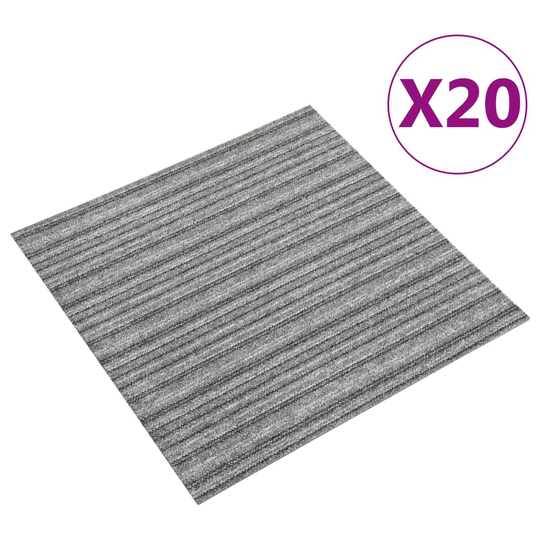 vidaXL tæppefliser 20 stk. 5 m² 50x50 cm stribet grå