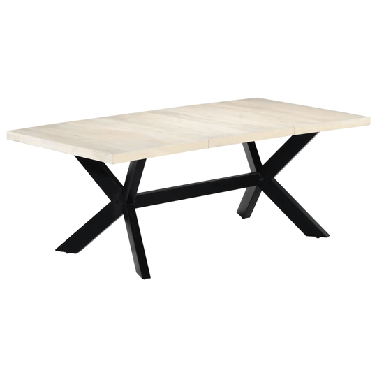 vidaXL spisebord 200 x 100 x 75 cm massivt mangotræ hvid