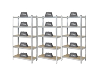 Basetech BT-1897698-3 Reol til tunge genstande 175 kg (B x H x T) 90 x 180 x 40 cm Metal, MDF Forzinket, Sølv Trægulv