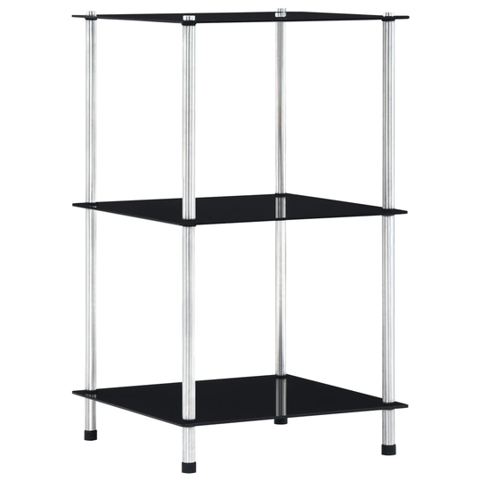 vidaXL reol 3 hylder 40x40x67 cm hærdet glas sort