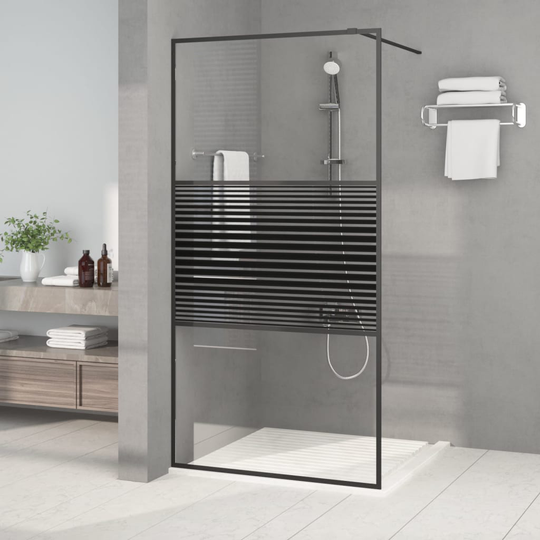 vidaXL brusevæg 100x195 cm klart sikkerhedsglas sort
