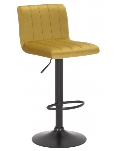 Barstol i metal og velour H85 - 106 cm - Sort/Gul