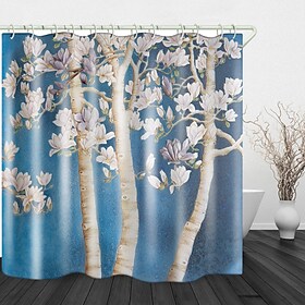 magnolia digital print vandtæt stof bruseforhæng til badeværelse boligindretning dækket badekar gardiner liner inkluderer med kroge
