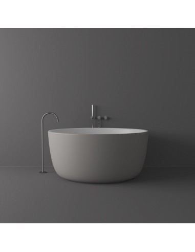 B11 rundt fritstående badekar Ø135 cm solid surface - Mat hvid/Lysegrå