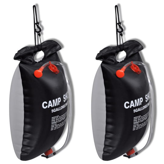 vidaXL soldrevet campingbruser udendørs bad 20 l 2 stk.