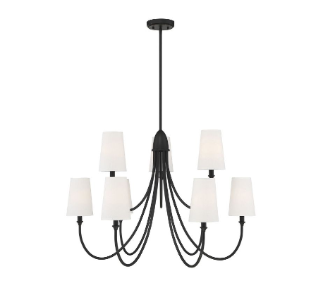 Cameron 9 Lysekrone Ø89 cm - Mat sort/Hvid