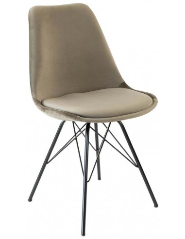 Bucket spisebordsstol i metal og velour H85 cm - Sort/Taupe