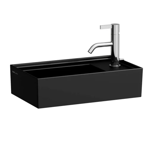 Kartell Laufen håndvask, 46x28 cm, højrevendt, mat sort