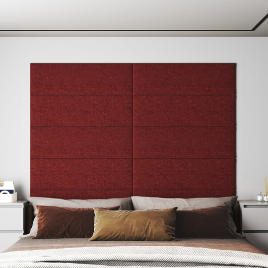 vidaXL vægpaneler 12 stk. 90x30 cm 3,24 m² stof vinrød