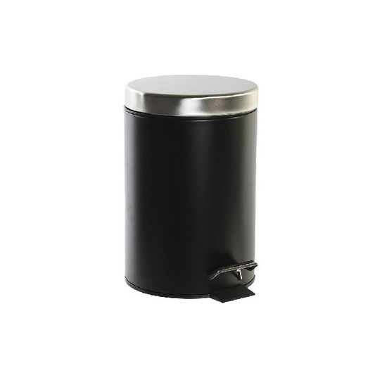 Papirkurv med pedal DKD Home Decor Sølvfarvet Sort 3L
