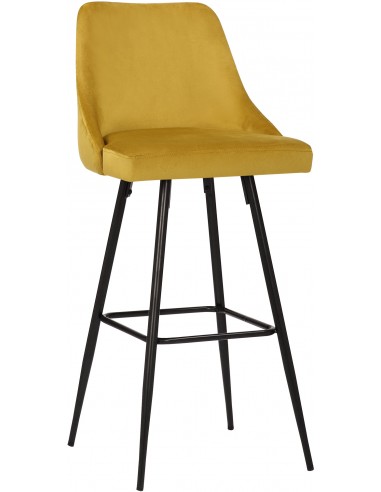 Barstol i metal og velour H108 cm - Sort/Gul
