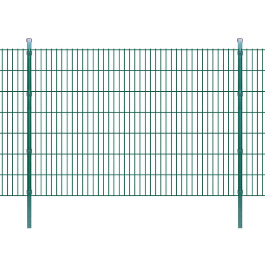 vidaXL 2D paneler og pæle til havehegn, 2.008x1.430 mm, 4 m, grønne