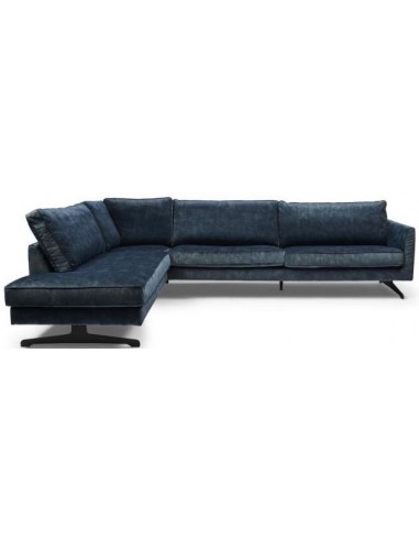 Camille venstrevendt hjørnesofa i velour 311 x 235 cm - Sort/Petrolium