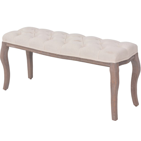 vidaXL bænk lærred massivt træ 110 x 38 x 48 cm cremehvid
