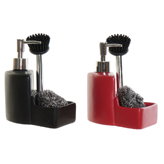 Sæbedispenser DKD Home Decor Køkken Rød Sort Dolomite (14 x 9 x 16,5 cm) (2 enheder)