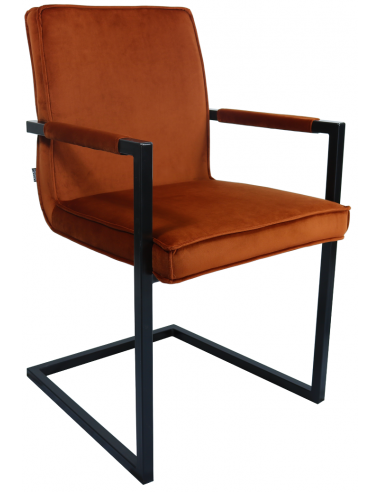 Jim spisebordsstol i metal og velour H90 cm - Sort/Orange