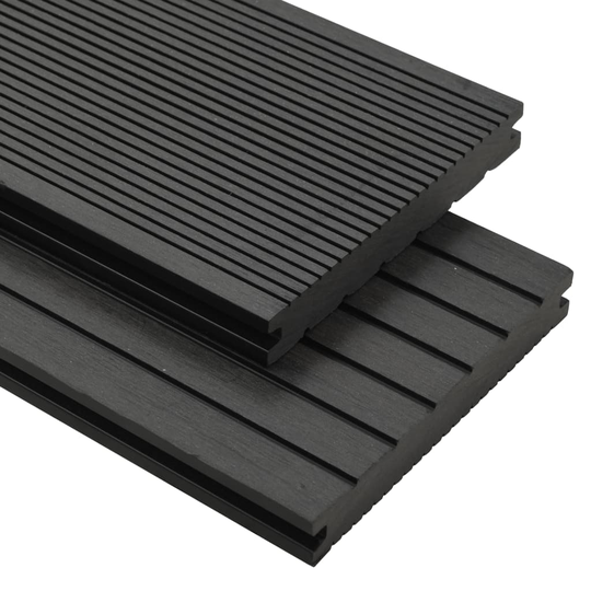 vidaXL massive terrassebrædder med tilbehør WPC 10 m² 4 m sort