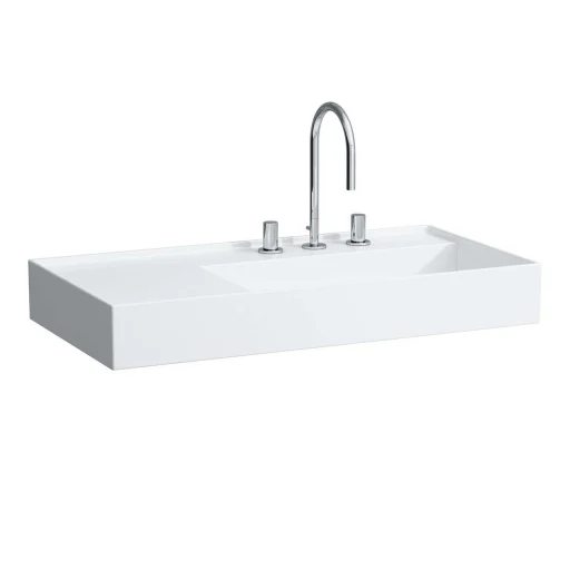 Kartell Laufen håndvask, 90x46 cm, hylde til venstre, hvid
