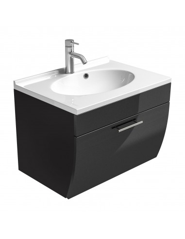 Komplet badmiljø i mdf og mineralsten H51 x B70 cm - Antracit højglans