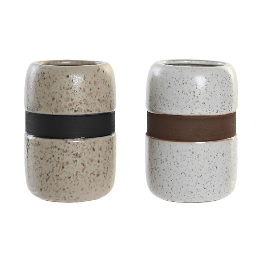 Briller DKD Home Decor Beige Hvid Stentøj (8 x 8 x 12 cm) (2 enheder)