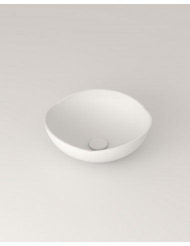 LR4S bordmonteret håndvask Ø38 cm solid surface - Mat hvid