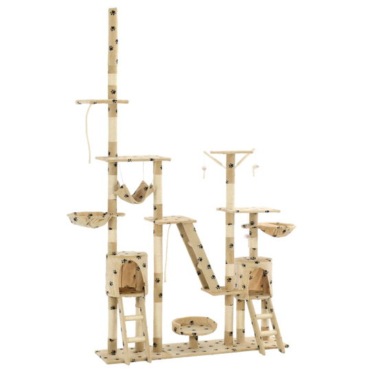 vidaXL kradsetræ til katte med sisal-kradsestolper 230-250 cm poteprint beige