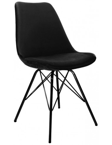 Bucket spisebordsstol i metal og velour H85 cm - Sort/Sort