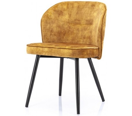 Spisebordsstol i velour og metal H79 x B54 cm - Okker