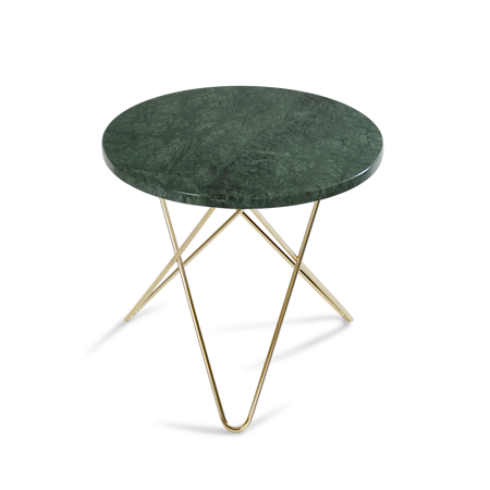 Mini O Sidebord Grøn Marmor m/messingramme Ø40 cm