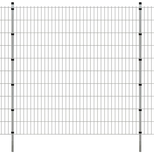 vidaXL 2D Havehegnspaneler & Pæle 2008x2030 mm 48 m Sølv