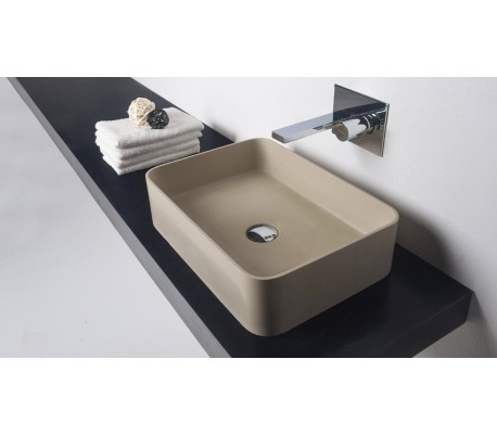 Ideavit Solidthin bordmonteret håndvask 50 x 35 cm Solid surface - Mat lys beige