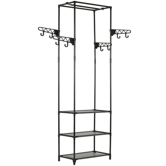vidaXL tøjstativ stål og uvævet stof 55 x 28,5 x 175 cm sort