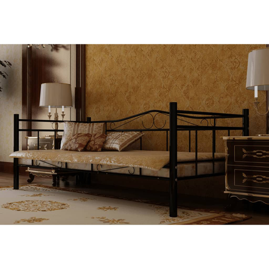 vidaXL daybed med madras 90x200 cm metal sort