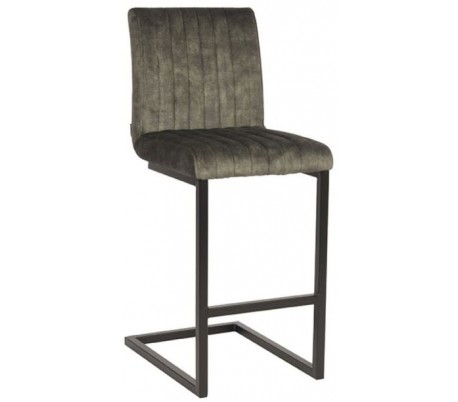 Milo barstol i velour og metal H100 cm - Sort/Jægergrøn