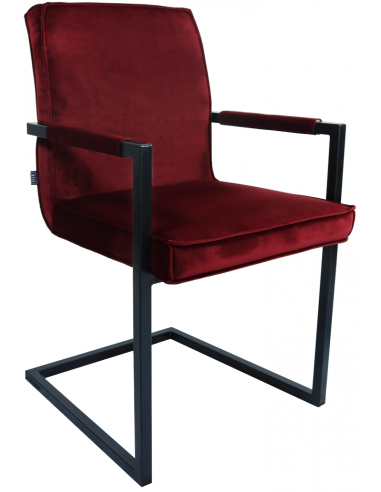 Jim spisebordsstol i metal og velour H90 cm - Sort/Mørkerød
