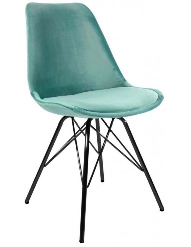 Bucket spisebordsstol i metal og velour H85 cm - Sort/Mint